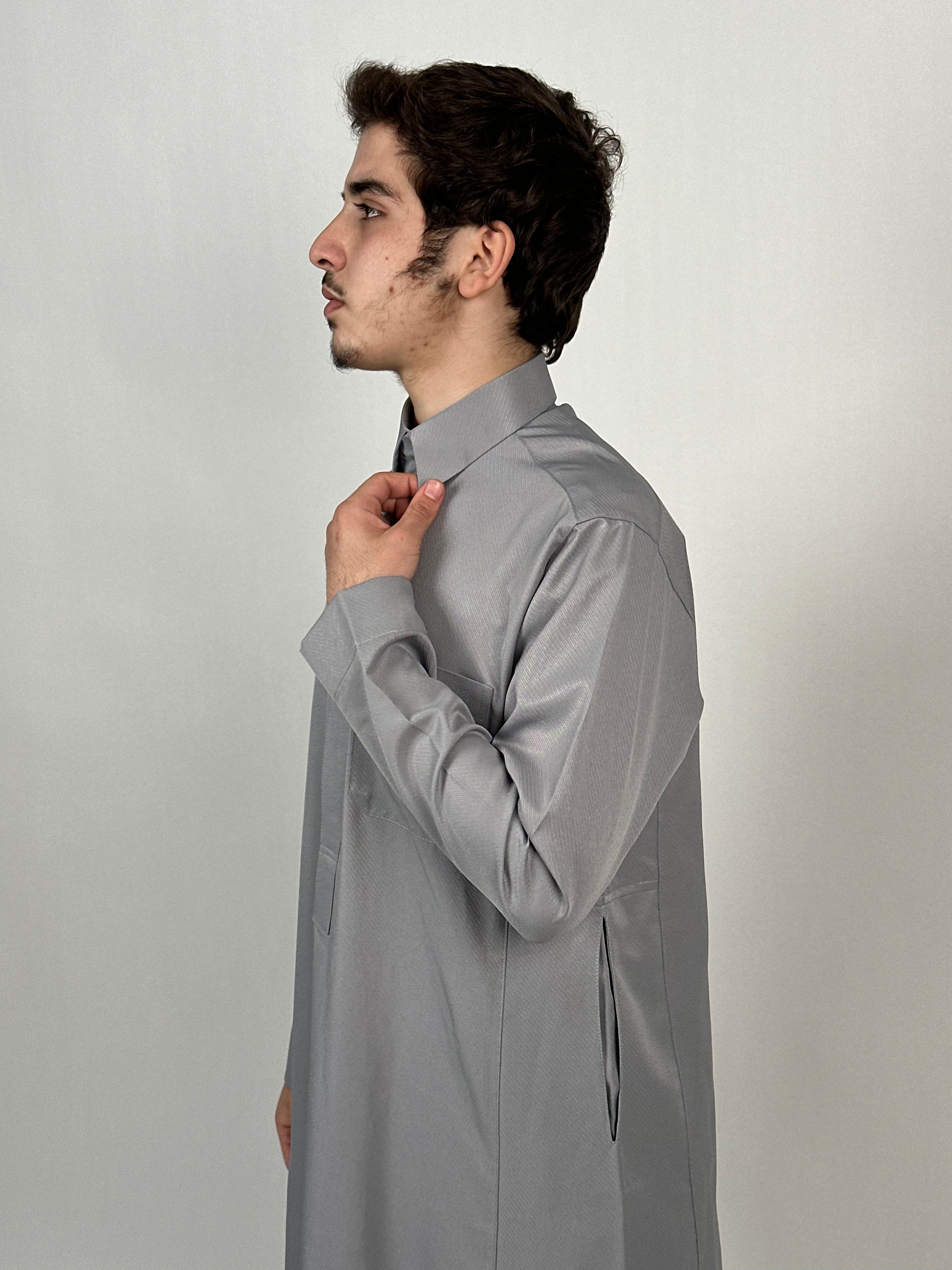 ثوب رمح | الرصاصي مقلم مخفي