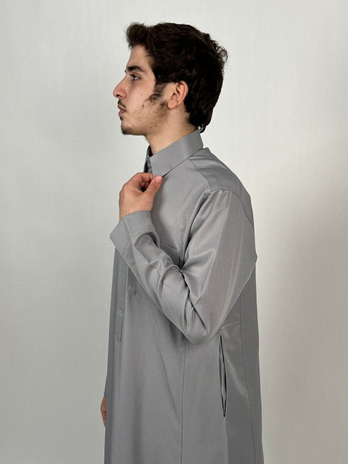 ثوب رمح | الرصاصي مقلم مخفي