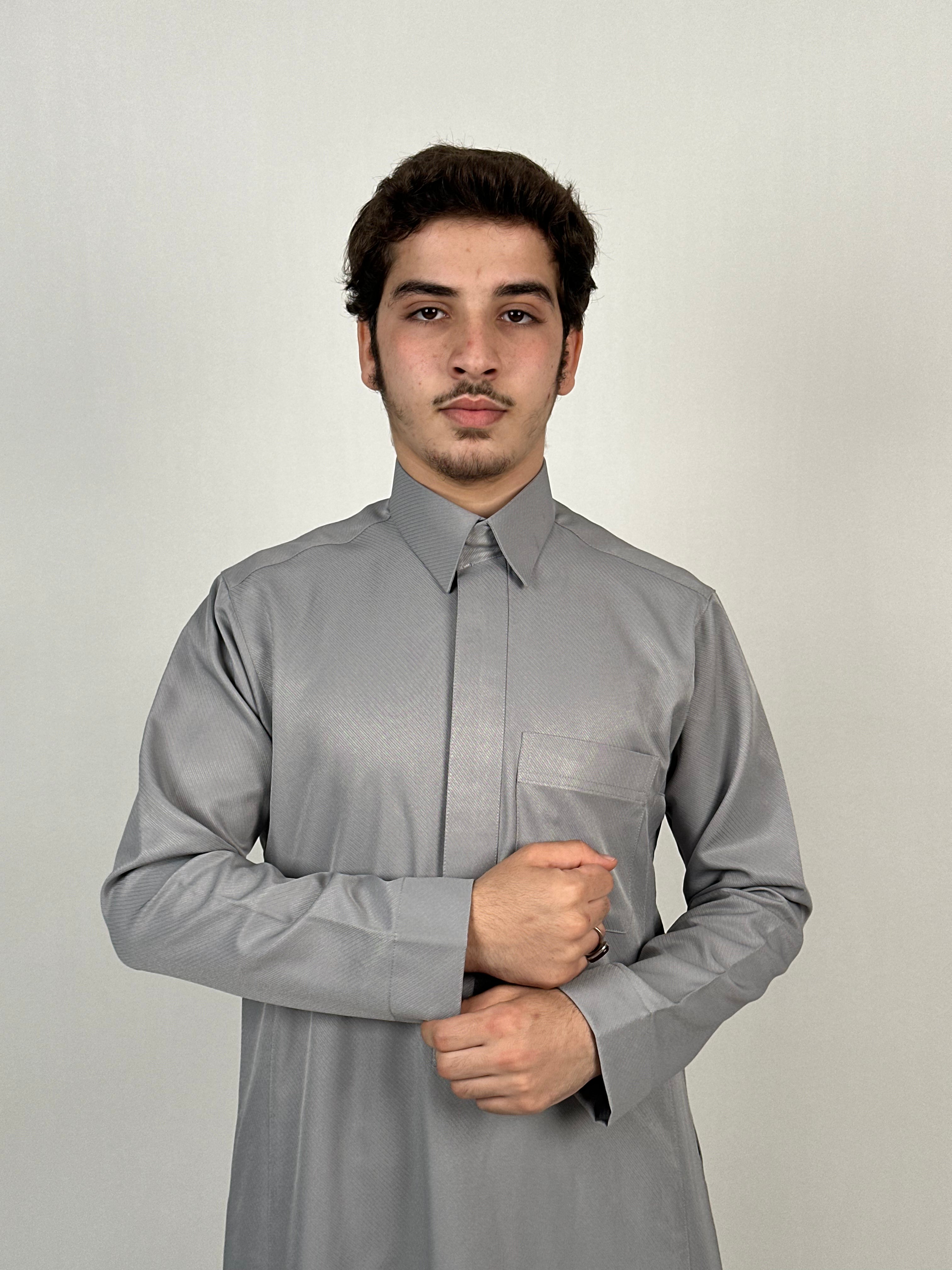 ثوب رمح | الرصاصي مقلم مخفي